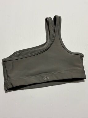 Alo  Sports Bra Women’s one-shoulder in Olive Gray Size XS